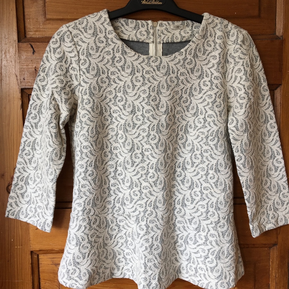 J Crew Lace Peplum Top